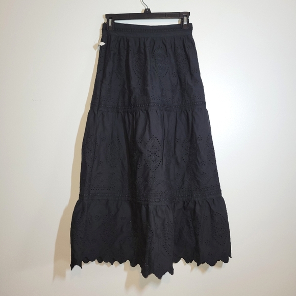 New Jason Wu Black Eyelet Peasant Midi Skirt XS - Picture 5 of 11